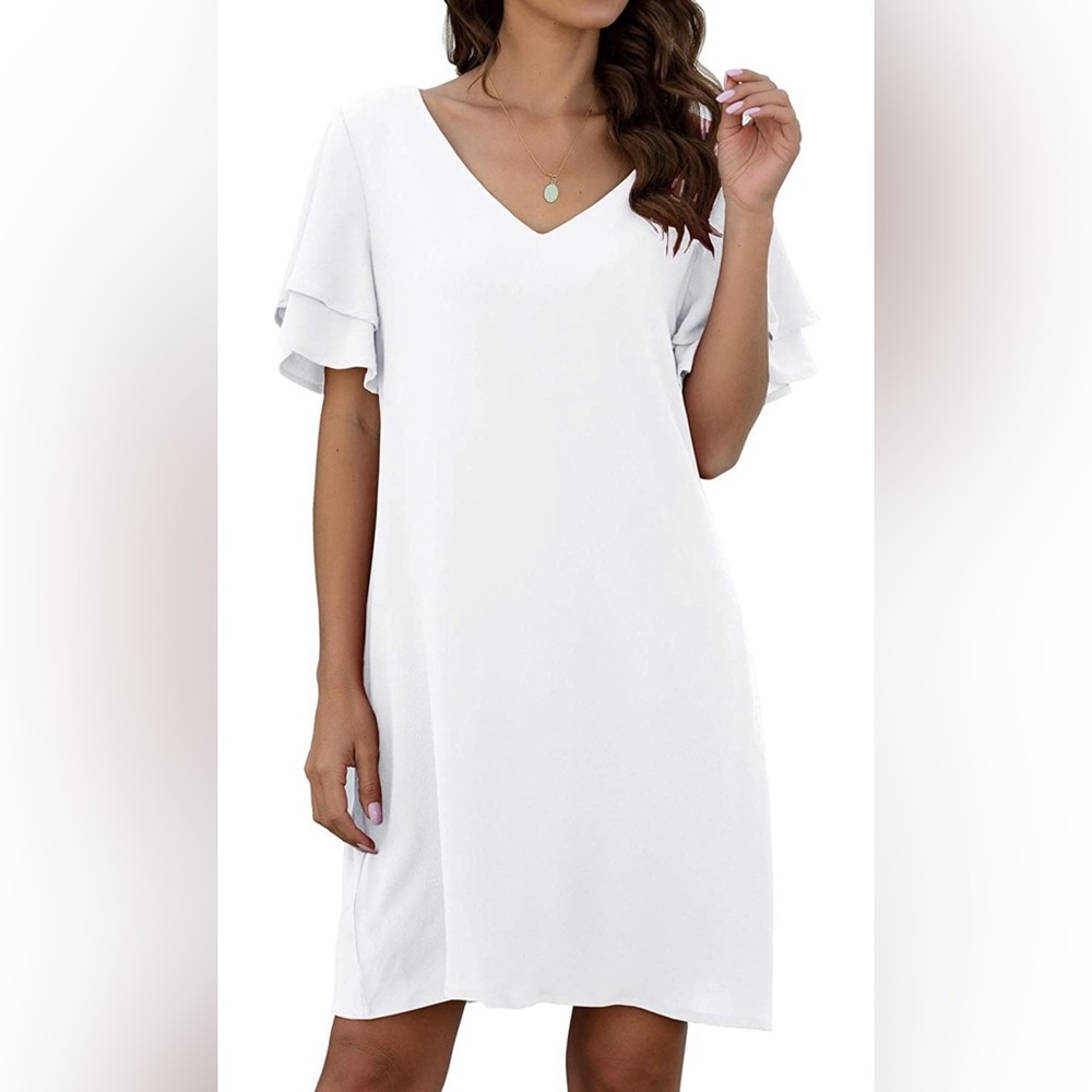 Loose Mini Dress With Bell Sleeves